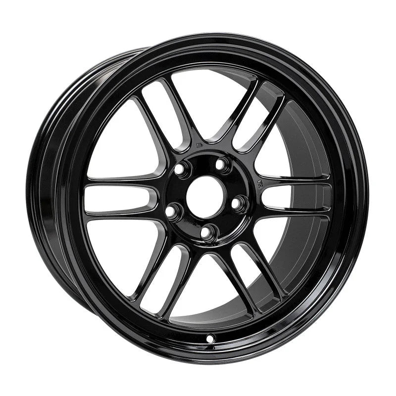 Enkei RPF1 18x9.5 5x114.3 38mm Offset 73mm Bore Gloss Black Wheel - Side View