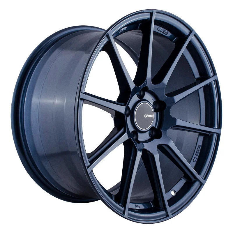 Enkei TS10 18x9.5 35mm Offset 5x114.3 Bolt Pattern 72.6mm Bore Dia Blue Silver Wheel - Main Product View