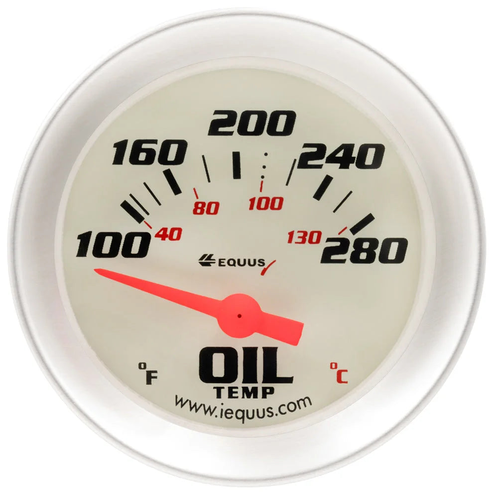 Equus 2.0 Dia Oil Temp Gauge Silver  100-280 E8243