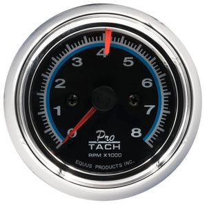 Equus 6000 Series Gauge Tachometer 2 1/2" 8000 RPM Black Dial Chrome Case - Main Product View