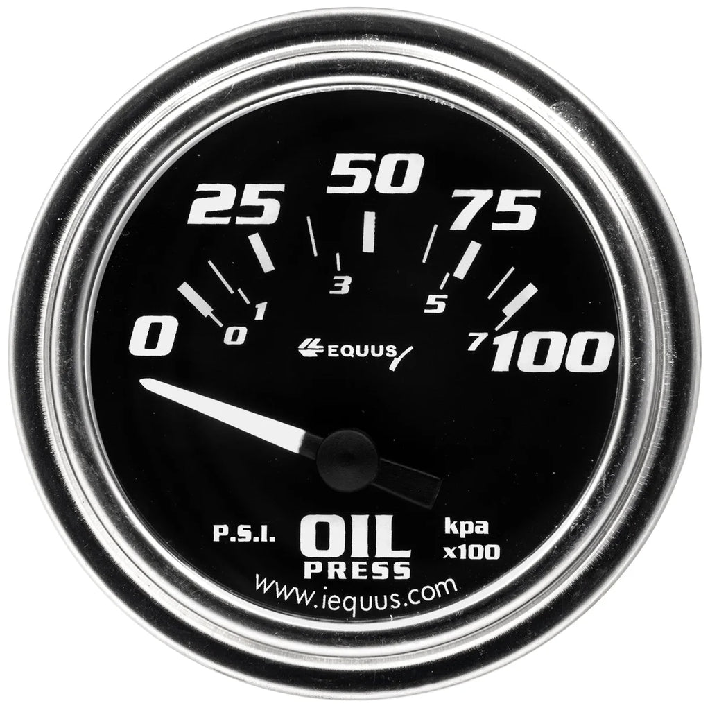 Equus 7000 Series Gauge Oil Pressure 2" 90 Degree Sweep Electric Chrome - Main Product View