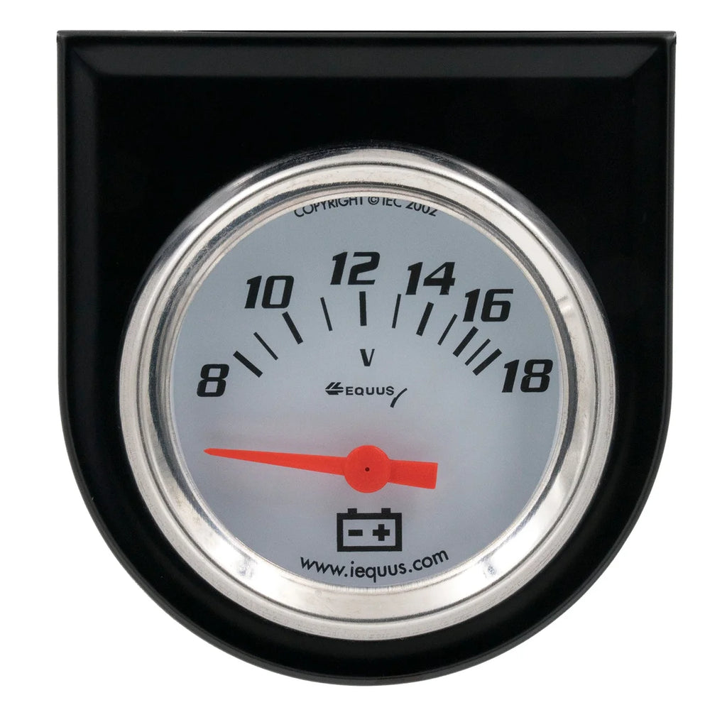 Equus Equus 5000 Series, Gauge Console, Volt, 2" , 18V, White Dial Black Panel E5268