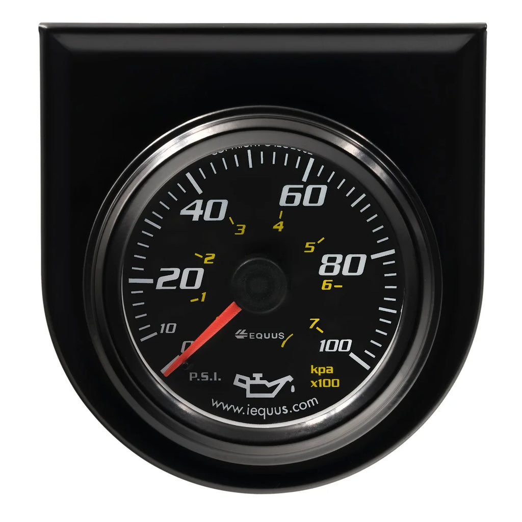 Equus Equus 6000 Series, Gauge, Oil Pressure, 2" , 0-100Psi, 270 Sweep Mech, Black E6244