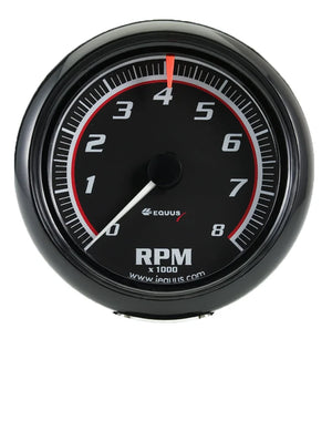 Equus Equus 6000 Series, Gauge, Tachometer, 2 1/2" , 8000 RPM, Black Dial Black Case E6086