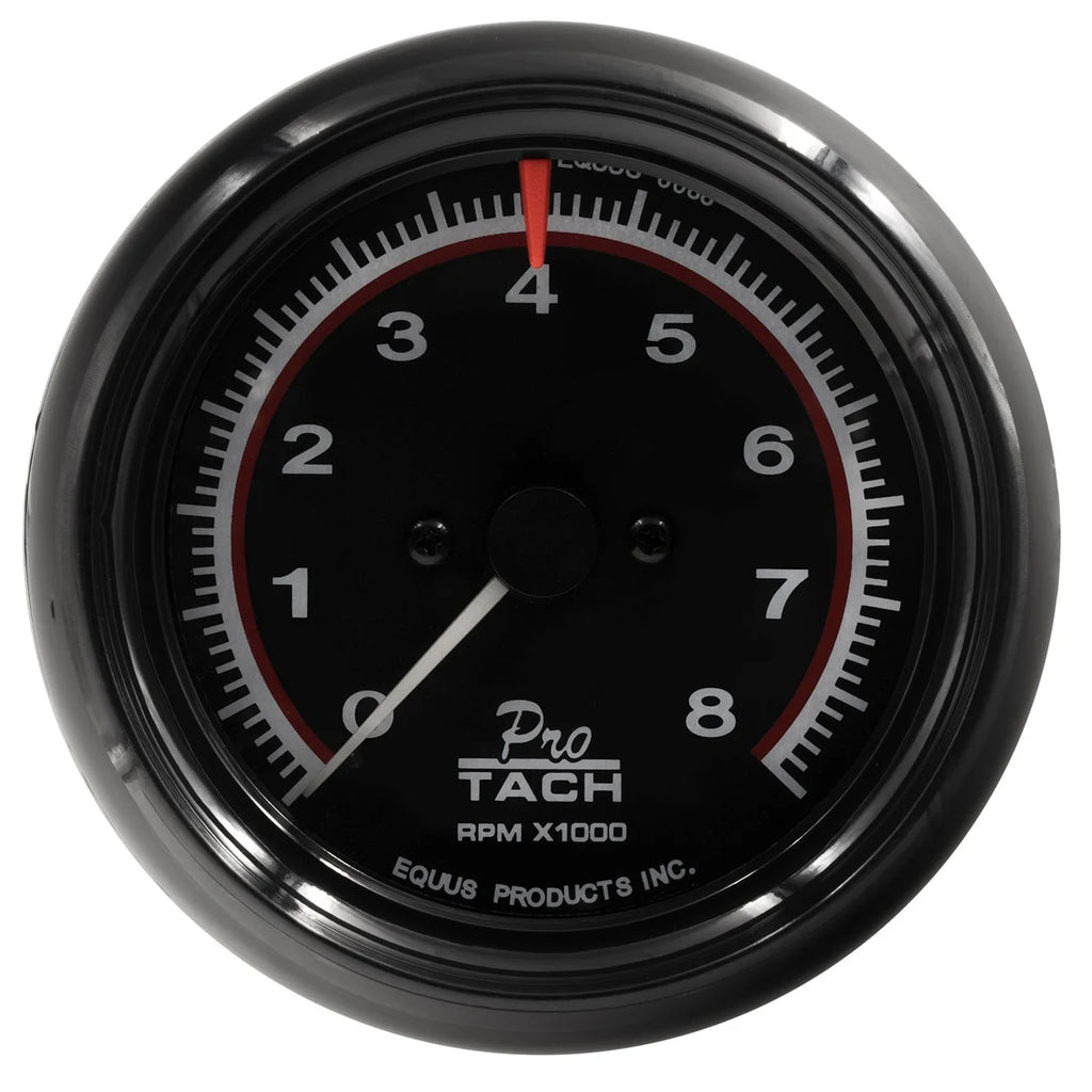 Equus Equus 6000 Series, Gauge, Tachometer, 3-3/8" , 8000 RPM, Black Dial Black Case E6088