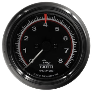 Equus Equus 6000 Series, Gauge, Tachometer, 3-3/8" , 8000 RPM, Black Dial Black Case E6088