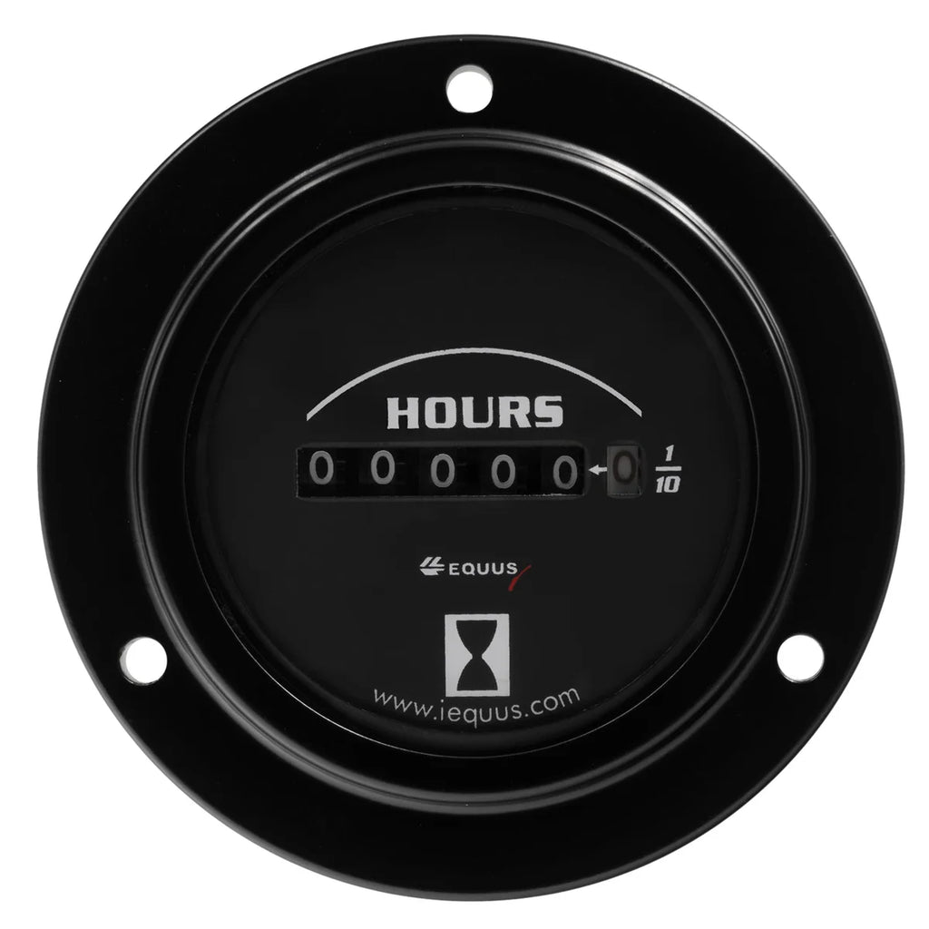 Equus GAUGE, HOURMETER, 2" 10K HOURS, ELECTRIC (8V-60V), Blk Dial, Flange Mount, 6000 E6210