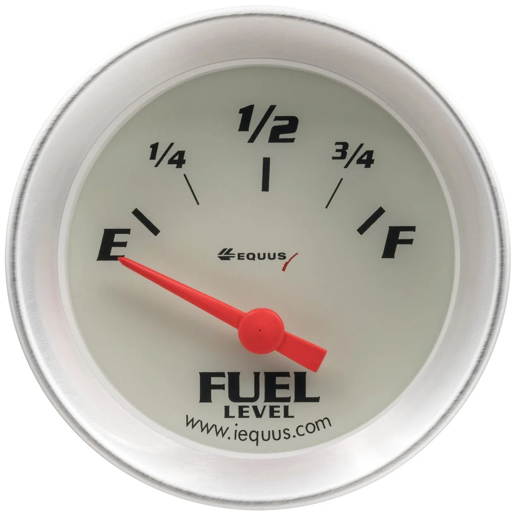 Equus Gauge Fuel Level 2" 0OhmesE - 90OhmesF 90 Degree Sweep Elec Wht Slvr 8000 - Main Product View