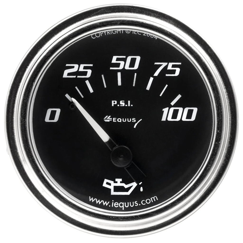 Equus Gauge Oil Pressure 2" 0-100 PSI 90 Degree Sweep Mech Chrome 7000 Series - Main Product View