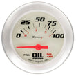 Load image into Gallery viewer, Equus Gauge Oil Pressure 2-5/8" 0-100 PSI 90 Degree Sweep Elec White Slvr 8000 - Main Product View
