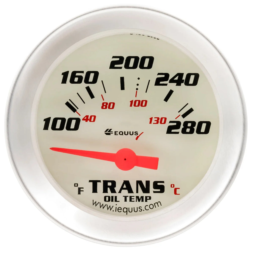 Equus Gauge Transmission Temp 2" 100-280 F 90 Degree Sweep Elec Wht Slvr 8000 - Main Product View