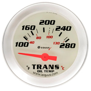 Equus Gauge Transmission Temp 2" 100-280 F 90 Degree Sweep Elec Wht Slvr 8000 - Main Product View