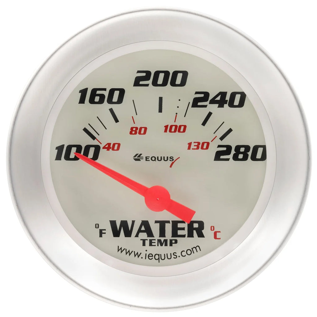 Equus Gauge Water Temp 2-5/8" 100-280 F 90 Degree Sweep Elec Wht Slvr 8000 - Main Product View