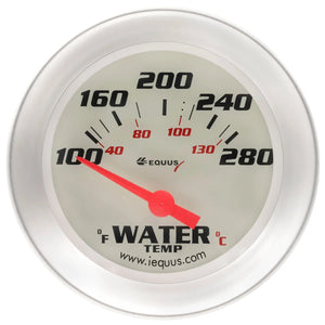 Equus Gauge Water Temp 2-5/8" 100-280 F 90 Degree Sweep Elec Wht Slvr 8000 - Main Product View