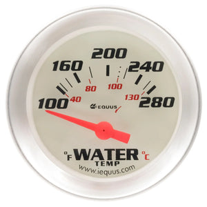 Equus Gauge, Water Temperature, 2" , 100-280 F, 90 Degree Sweep, Elec, Wht, Slvr, 8000 E8262