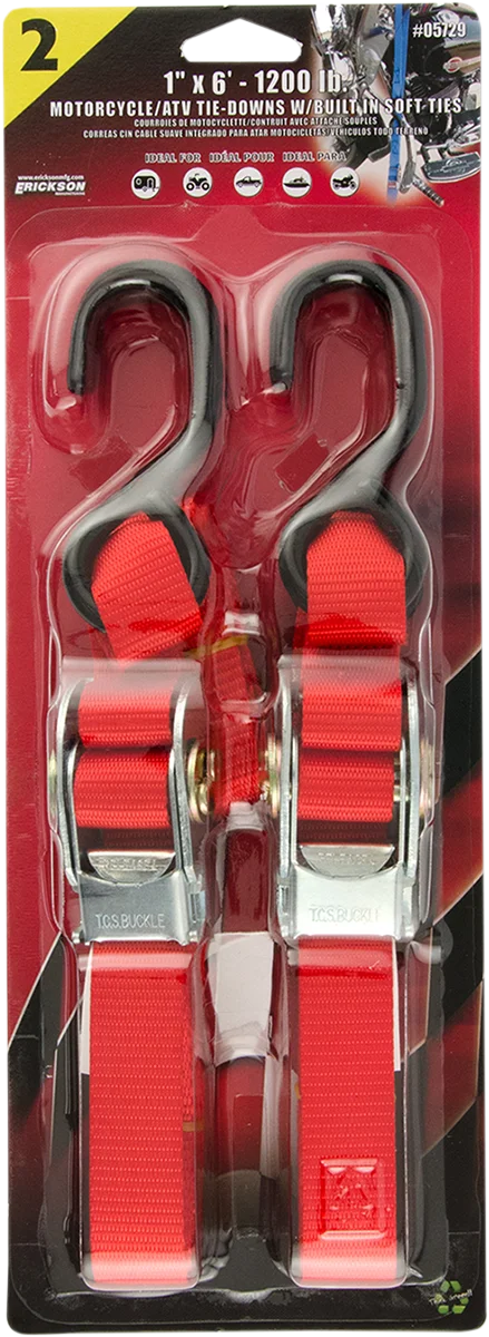 Erickson Over-Center Buckle Strap - 1" x 6' - Red 05729 - Side View