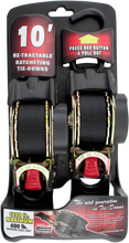 Load image into Gallery viewer, Erickson Retractable Ratchet Tie-Downs - 10' - Black 34415 - Side View