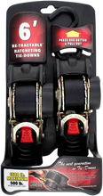 Load image into Gallery viewer, Erickson Retractable Ratchet Tie-Downs - 6' - Black 34413 - Side View