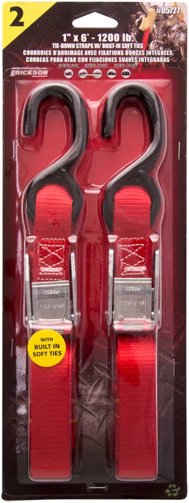 Erickson Soft Tie Tie-Down - 1" x 6' - Red 05727 - Main Product View