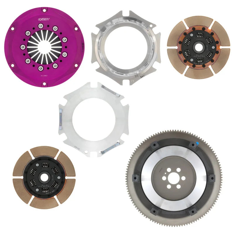 Exedy 1989-1998 Nissan 240SX L4 Hyper Twin Cerametallic Clutch Sprung Center Disc Push Type Cover - Side View