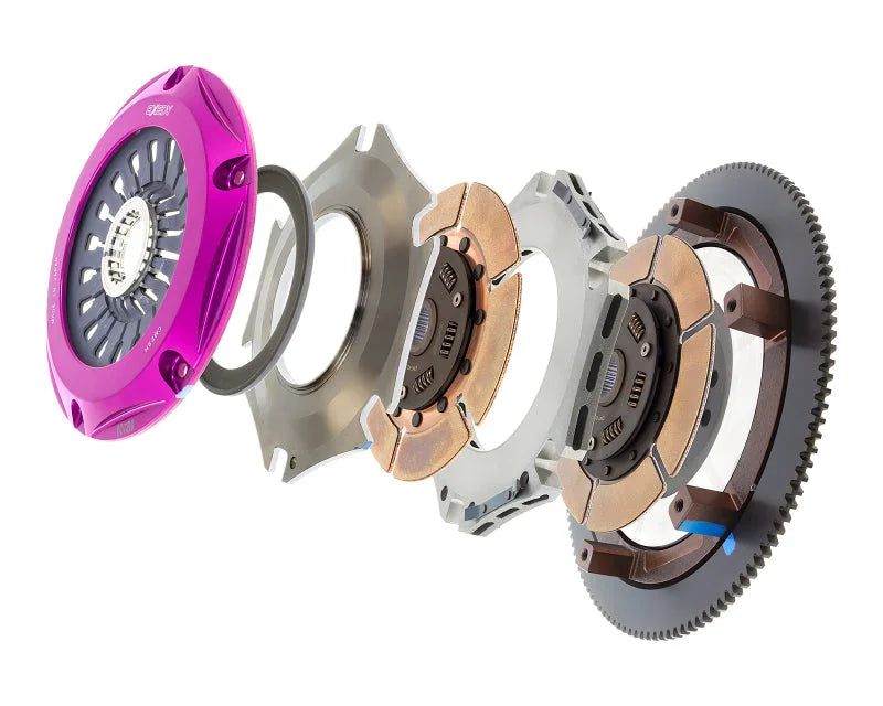 Exedy 2004-2014 Subaru Impreza WRX STI H4 Hyper Twin Cerametallic Clutch Sprung Center Disc Pull - Side View