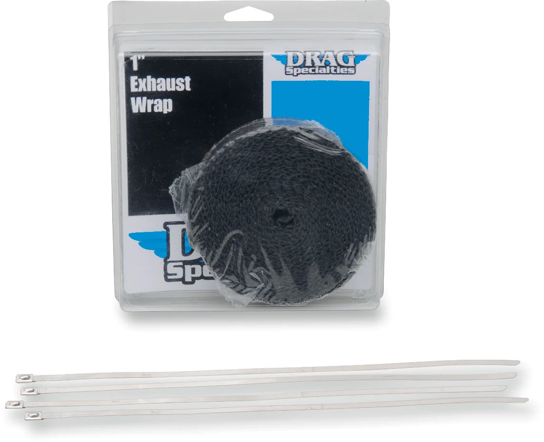 Exhaust Heat Wrap Kit with Ties - Black - 1" x 25' DragSpecialties 526-2002 - Side View