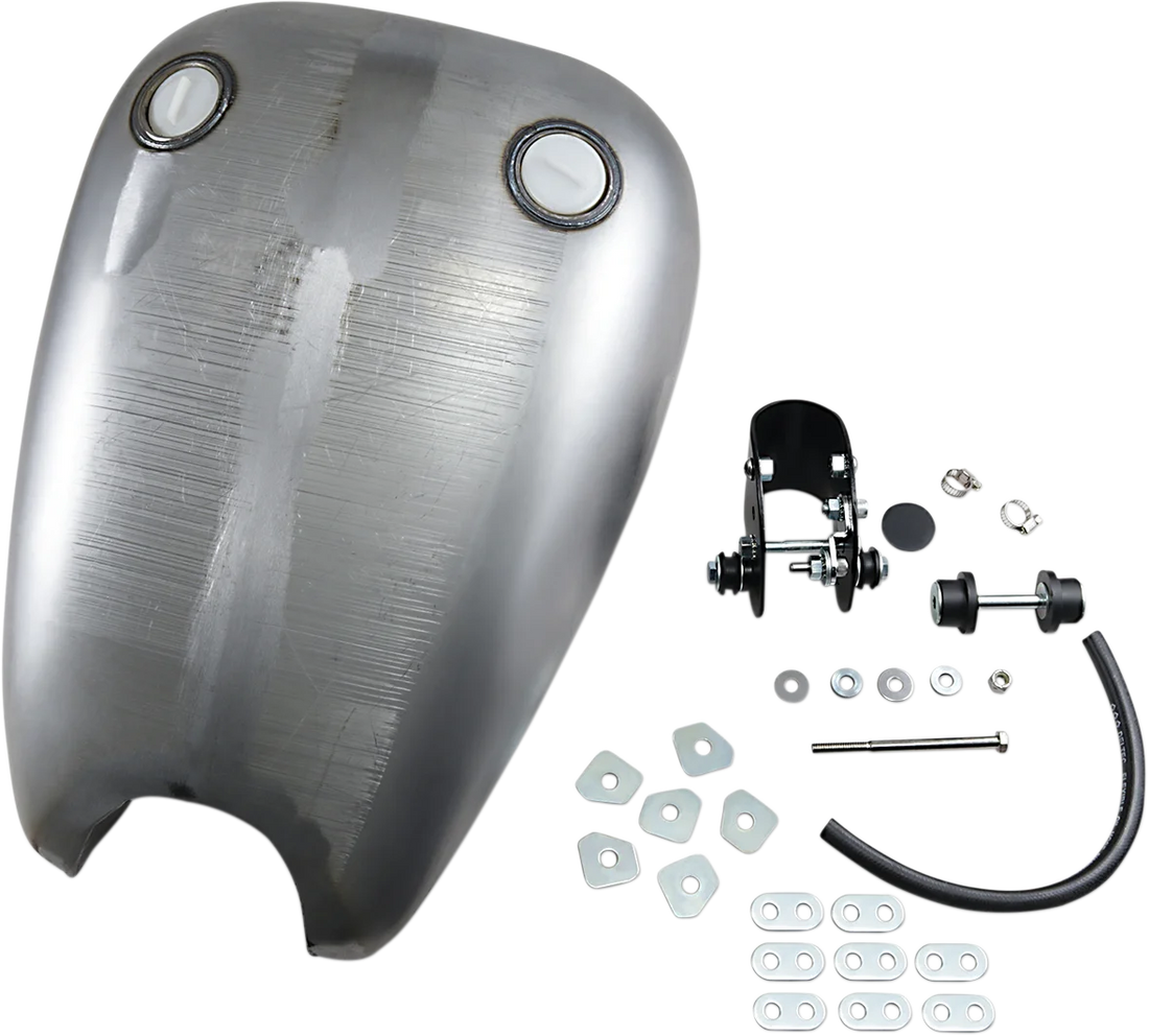 Extended Gas Tank - Smooth-Top - Twin-Cap - Sportster DragSpecialties 11583-BX46 - Side View