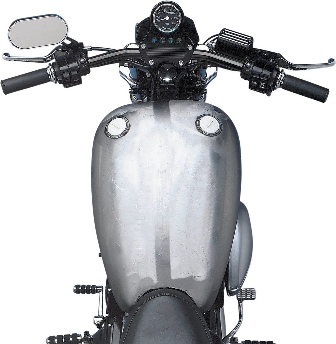 Extended Gas Tank - Smooth-Top - Twin-Cap - Sportster DragSpecialties 11583-BX46 - Back View