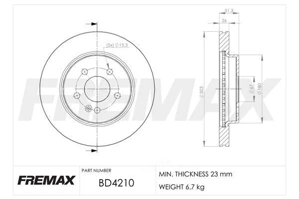 FREMAX BRAKE ROTORS AND DRUMS Brake Disc BD4210 fits 1998-2003 Mercedes-Benz ML320 / 2003-2005 Mercedes-Benz ML350 / 1999 ...