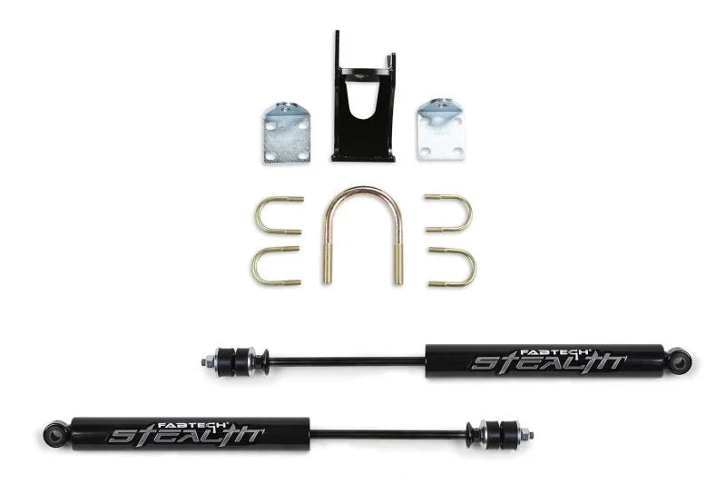 Fabtech 05-21 Ford F250/350 4WD Dual Stealth Steering Stabilizer Kit - Opposing Style - Main Product View
