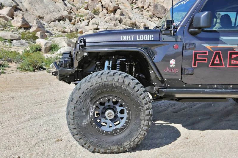 Fabtech 18-21 Jeep JL 4WD Front Steel Tube Fenders - Back View