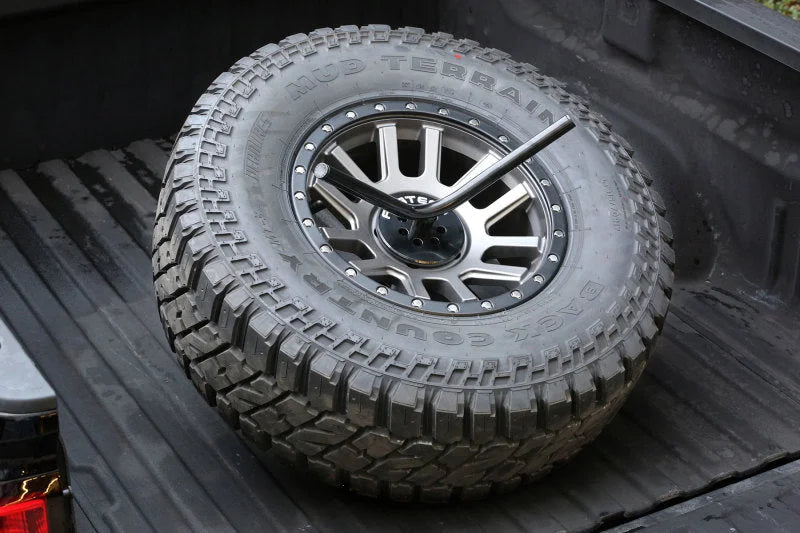 Fabtech Universal Spare Tire Angled Mount - Black - Back View