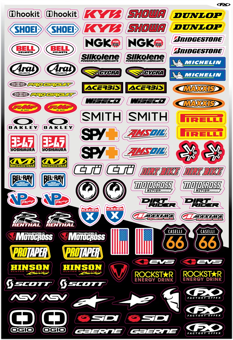 Factory Effex Decal Kit - Sponsor A 10-68000 - Back View