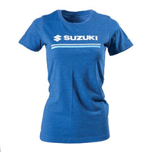 Load image into Gallery viewer, Factory Effex FACTORY EFFEX SUZUKI STRIPES WOMENS T- SHIRT / HEATHER ROYAL S 22-87430