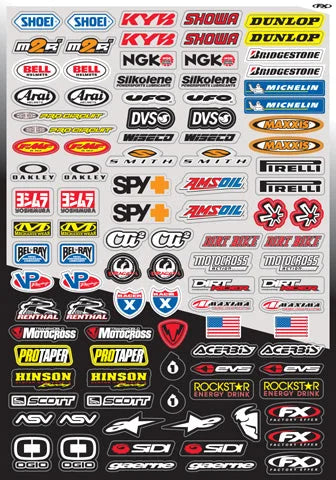Factory Effex FX 2015 SPONSOR/LOGO STICKER SHEETS MICRO SPONSOR KIT 10-68014