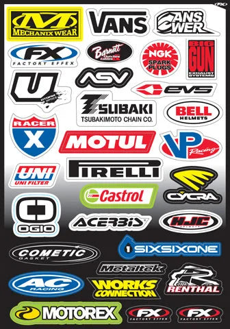 Factory Effex FX 2015 SPONSOR/LOGO STICKER SHEETS SPONSOR KIT C 10-68004