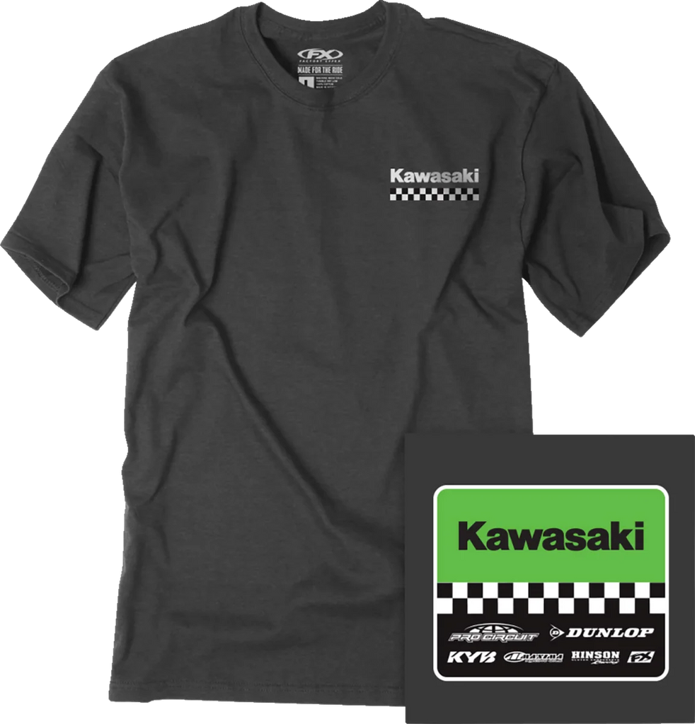 Factory Effex Starting Line T-Shirt - Heather Charcoal - Medium fits Kawasaki - Main Product View