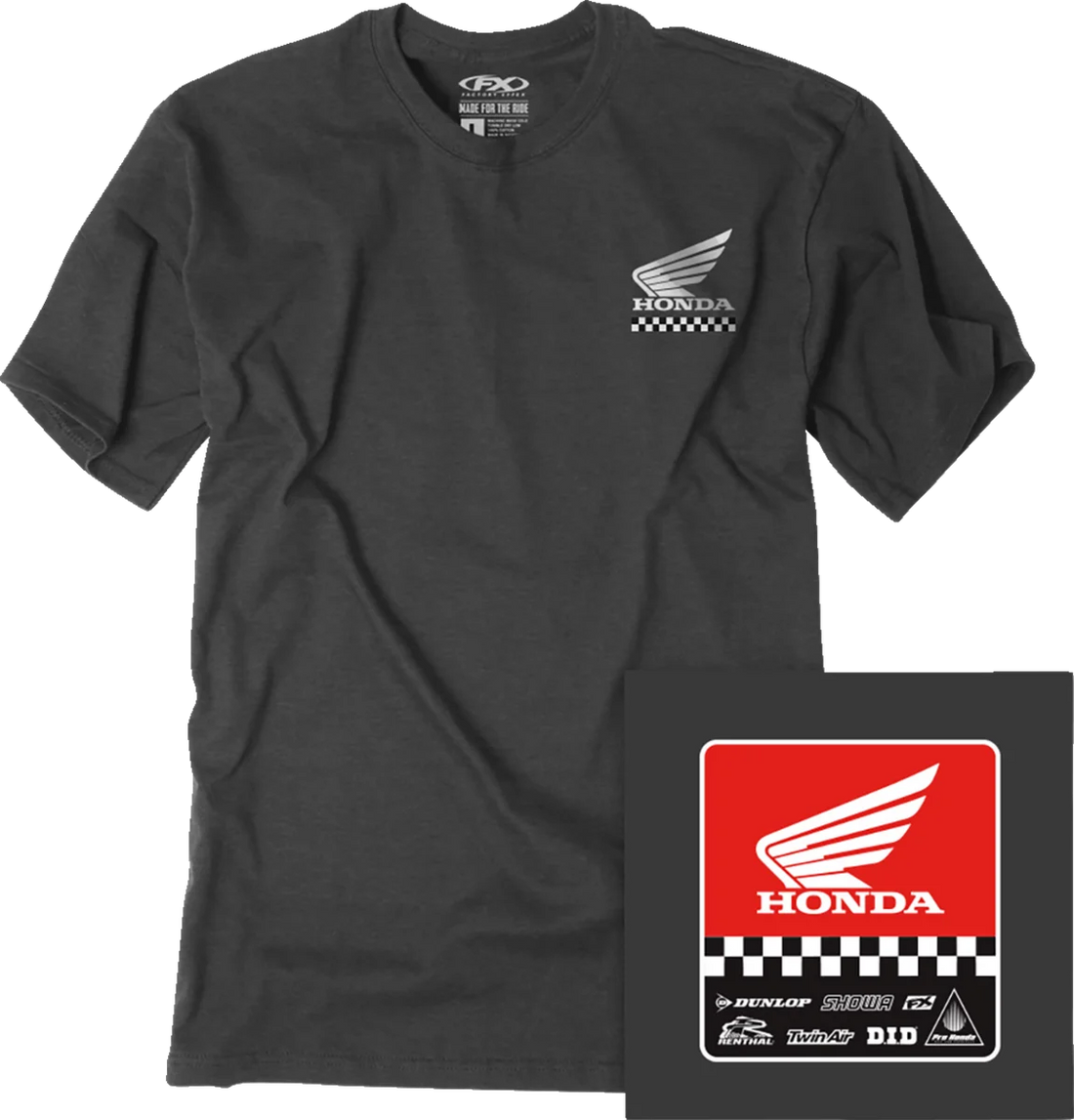Factory Effex Starting Line T-Shirt - Heather Charcoal - Medium fits Suzuki - Side View