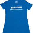 Load image into Gallery viewer, Factory Effex Women's Suzuki Stripes T-Shirt - Heather Royal Blue - XL 22-87436 - Main Product View