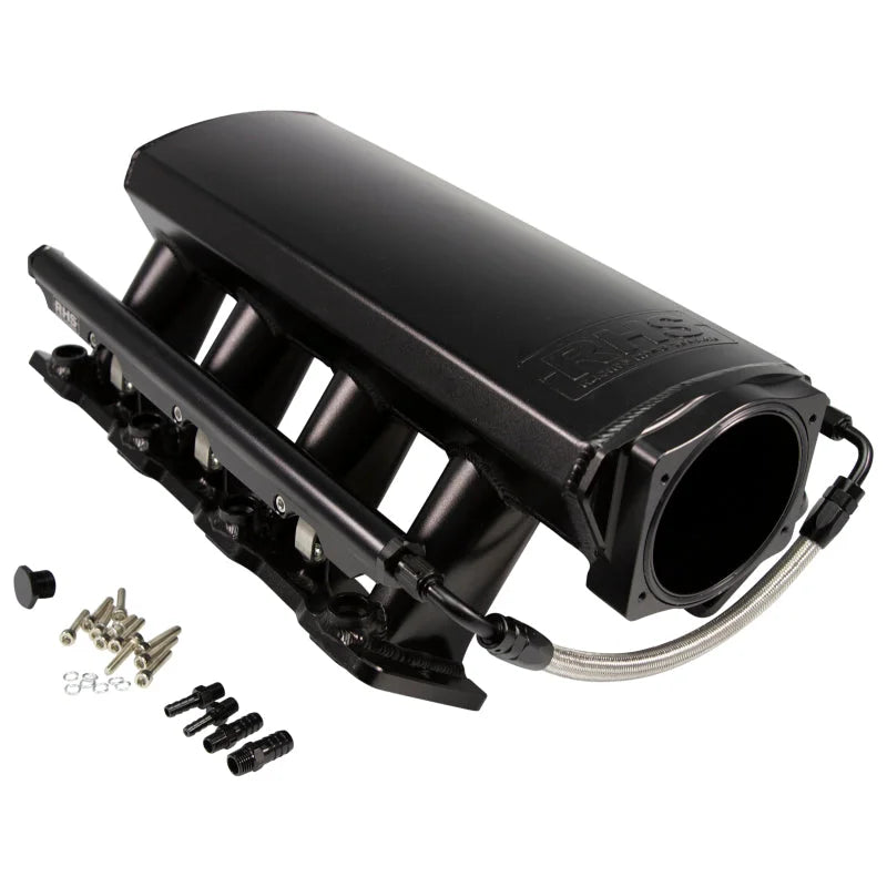 Fast Intake Manifold, Rhs Sheet Met Al, Ls Cathedral Port, Black W/ Fuel Rail Kit - Back View