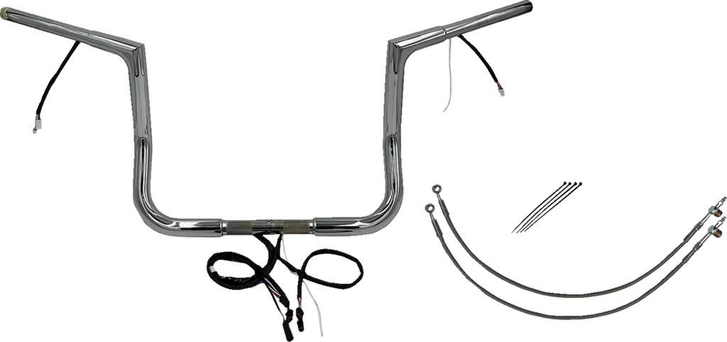 Fat Baggers Inc. Handlebar Kit - Flat Top - 16" - Black 701216-B - Side View