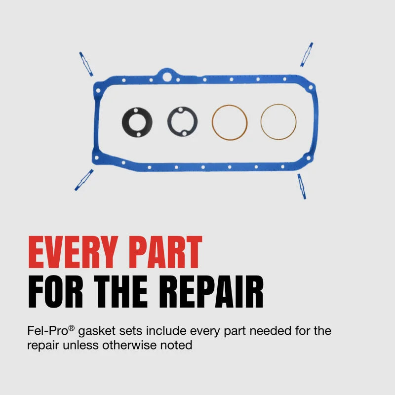 Fel-Pro 85-86 Chevy C10 Engine Oil Pan Gasket Set - PermaDry Molded Rubber Oil Pan SnapUps Included - Back View