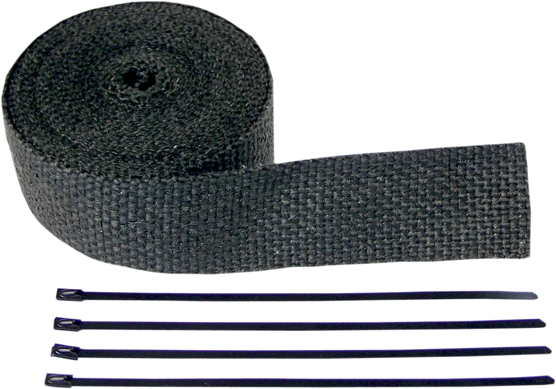 Fiberglass Exhaust Wrap Kit - Black - 1" x 50' - Side View