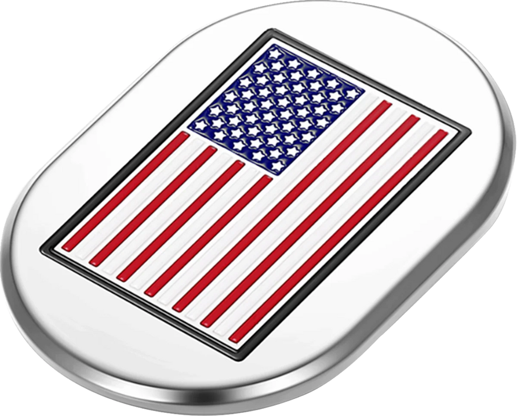 Figurati Designs Antenna Cover - Left Rear Fender - American Flag - Chrome - Side View
