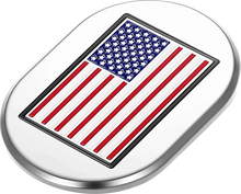 Load image into Gallery viewer, Figurati Designs Antenna Cover - Left Rear Fender - American Flag - Chrome - Side View