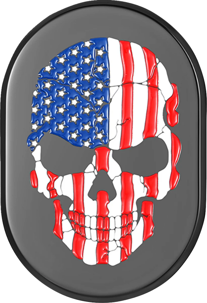 Figurati Designs Antenna Cover - Left Rear Fender - American Flag Skull - Black - Main Product View