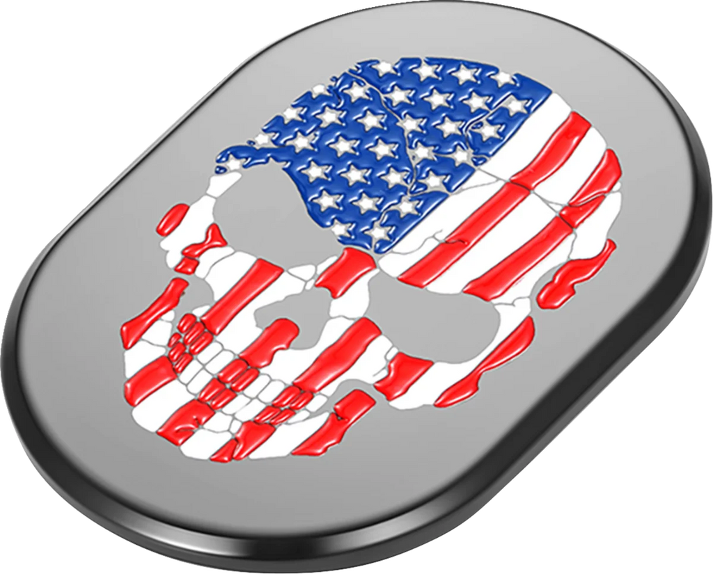 Figurati Designs Antenna Cover - Left Rear Fender - American Flag Skull - Black - Side View