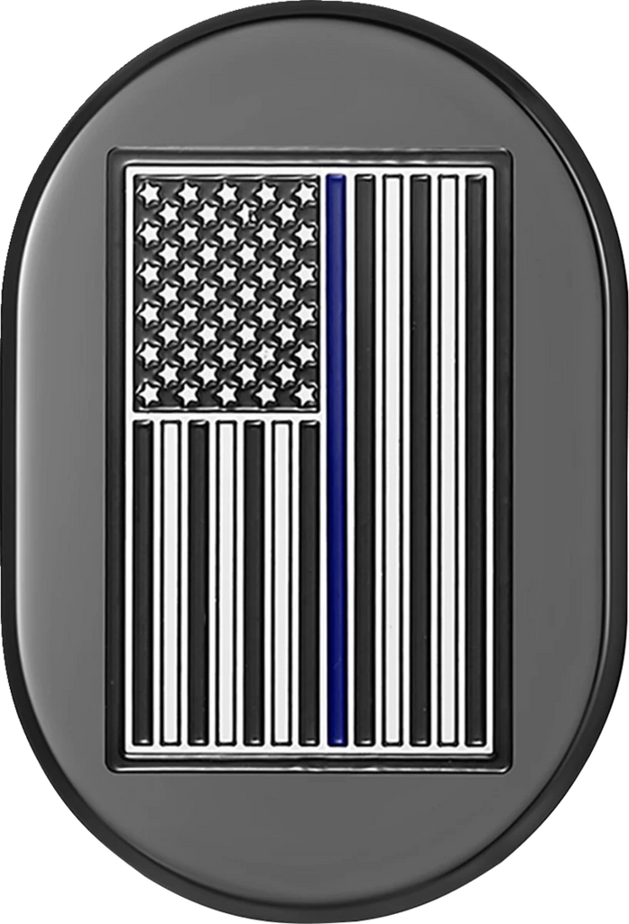 Figurati Designs Antenna Cover - Left Rear Fender - Blue Line American Flag - Black - Main Product View