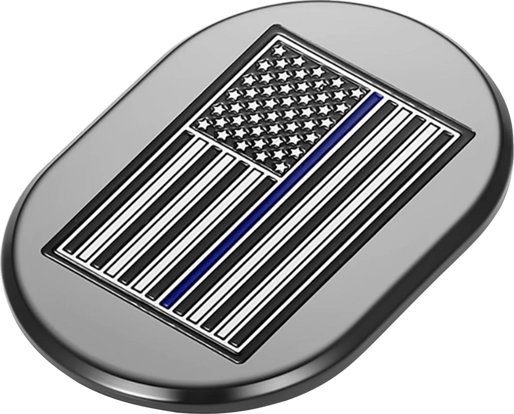 Figurati Designs Antenna Cover - Left Rear Fender - Blue Line American Flag - Black - Side View