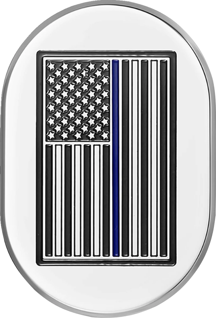 Figurati Designs Antenna Cover - Left Rear Fender - Blue Line American Flag - Chrome - Main Product View